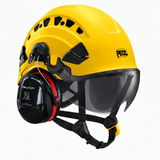 Petzl VERTEX VENT geel met VIZIR SHADOW vizier en 3M Peltor Optime III gehoorkap