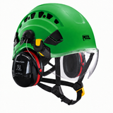 Petzl VERTEX VENT groen met VIZIR vizier en 3M Peltor Optime III gehoorkap