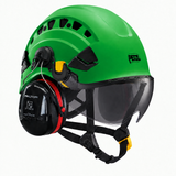 Petzl VERTEX VENT groen met VIZIR SHADOW vizier en 3M Peltor Optime III gehoorkap